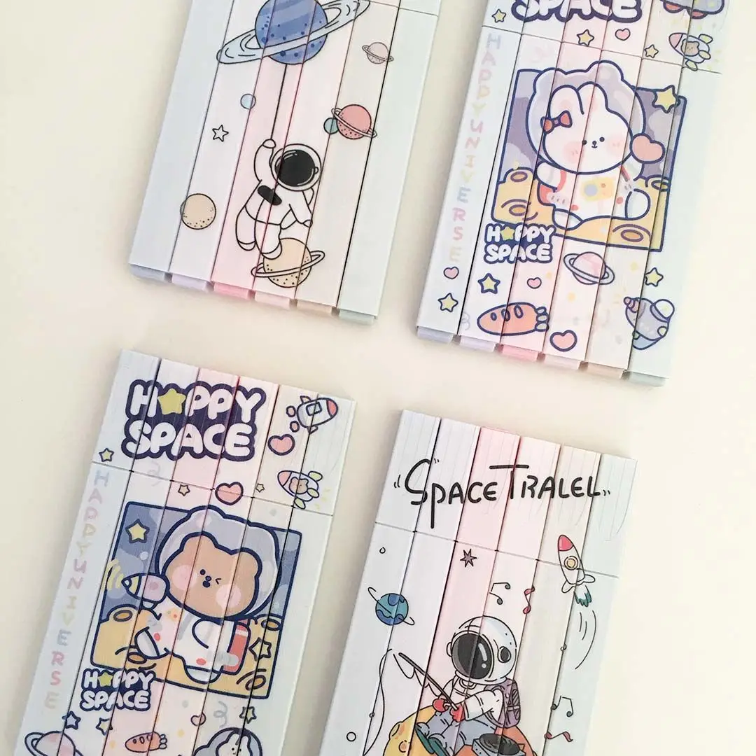 Pack of 6 Pcs Color Highlighter Marker Korean Cute Cartoon Oblique Tip Fluorescent Pen Office School Student Wrting Stationery
Pack of 6 Pcs Color Highlighter Marker Korean Cute Cartoon Oblique Tip Fluorescent Pen Office School Student Wrting Stationery
