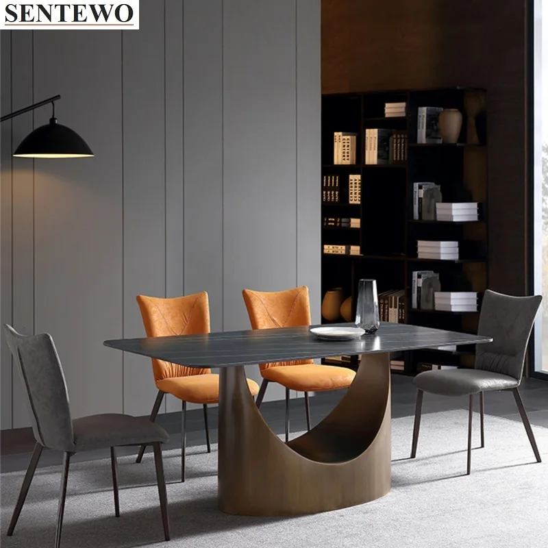 Luxury Rock Slab Kitchen Dining Table Dinning Chair Stainless Steel Gold Base Faux Marble Table Kitchen Furniture Mueble Comedor
Luxury Rock Slab Kitchen Dining Table Dinning Chair Stainless Steel Gold Base Faux Marble Table Kitchen Furniture Mueble Comedor
