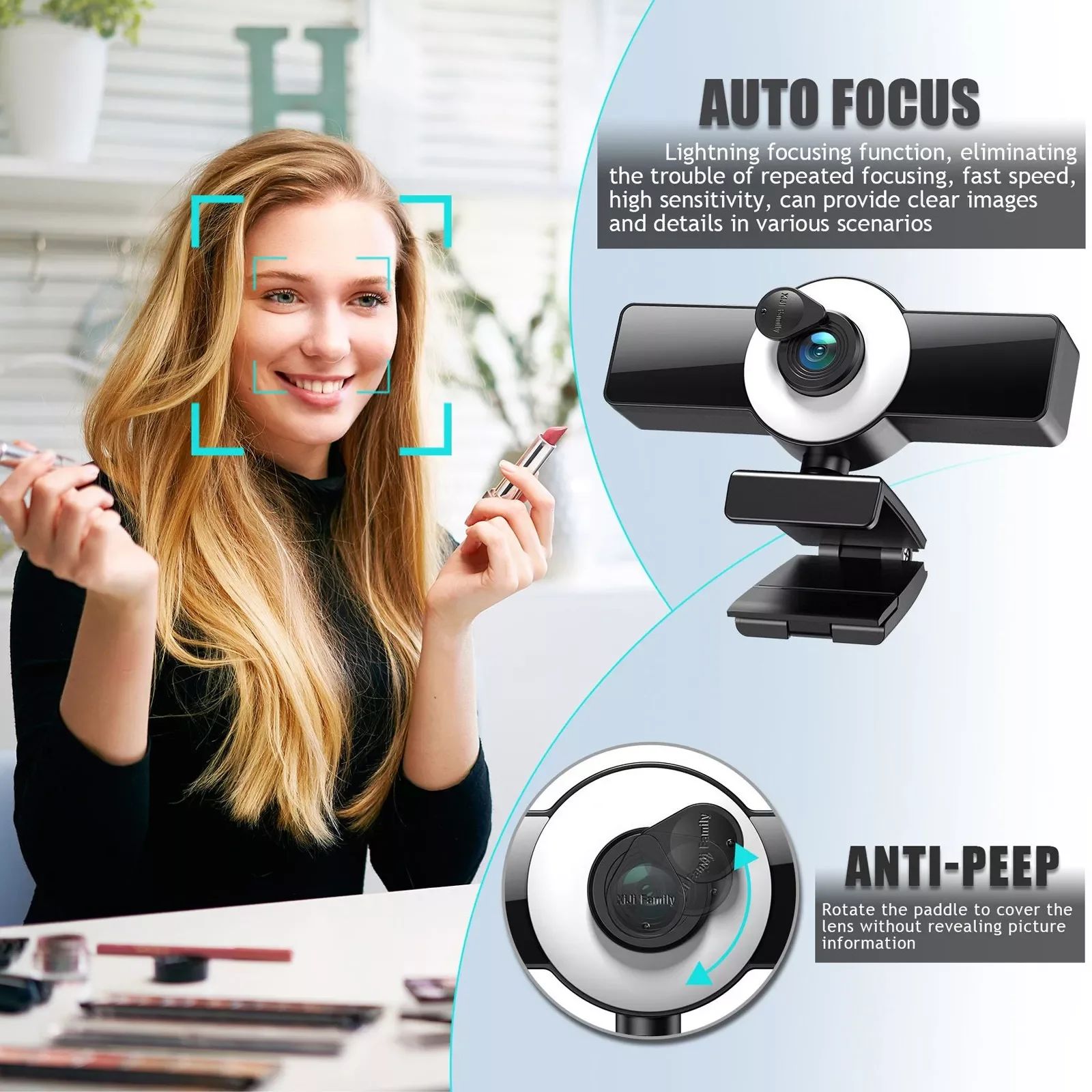 Web Camera 1080P HD USB Computer Camera With Microphone Wide Angle Webcam with Ring Light For PC Computer Laptop Desktop Camera
Web Camera 1080P HD USB Computer Camera With Microphone Wide Angle Webcam with Ring Light For PC Computer Laptop Desktop Camera