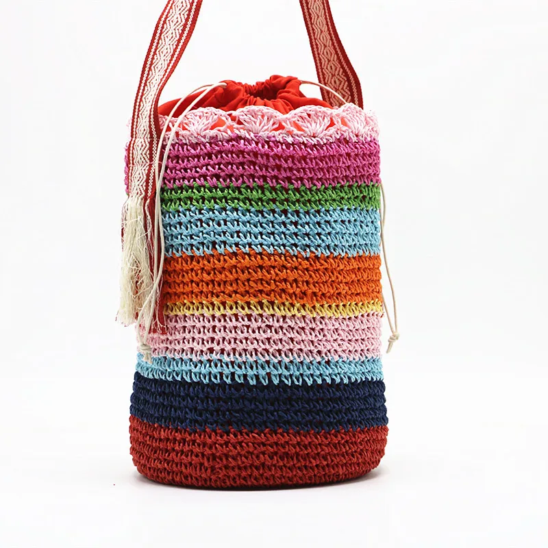 2023 Contrasting Colors Striped Hand Weaving Bucket Bag Beach Vacation Shopping Tote Bag Luxury Design Female Shoulder Bag
2023 Contrasting Colors Striped Hand Weaving Bucket Bag Beach Vacation Shopping Tote Bag Luxury Design Female Shoulder Bag