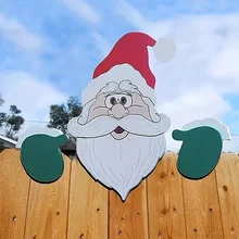 Christmas Fence Decoration Santa Claus Elk Snowman Garden Yard Door Sign Decoration Holiday Outdoor Window DIY Decoration