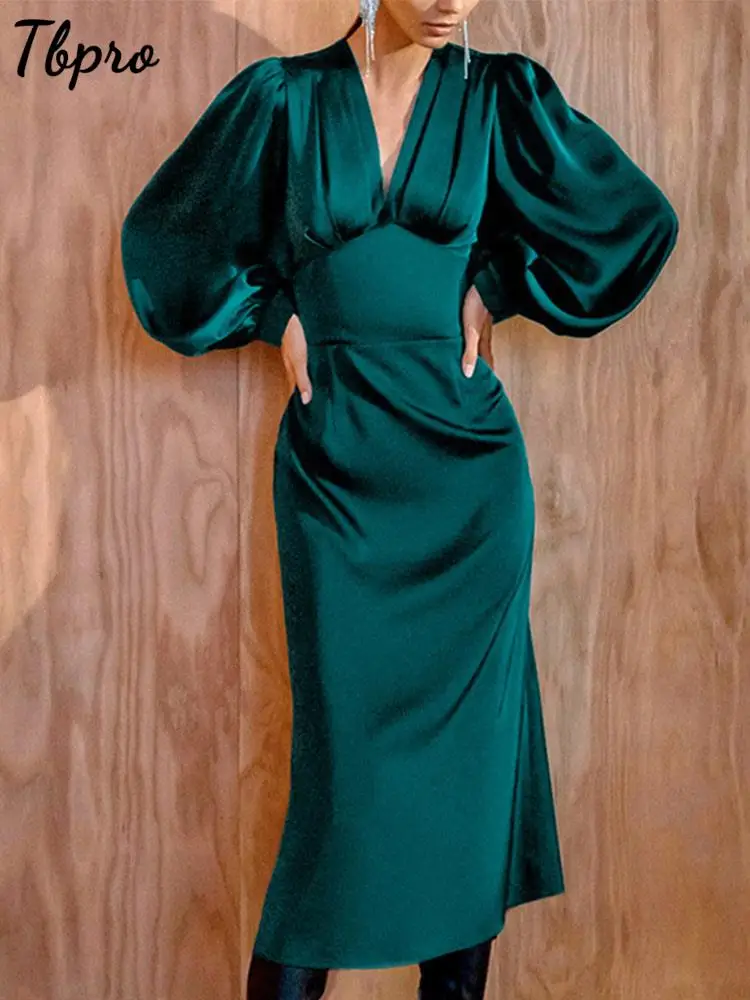 Spring Fishtail Satin Lantern Sleeve Dress Woman's French Feminine Medium Length Dresses 2023 High Waist Slim Party Evening Robe
Spring Fishtail Satin Lantern Sleeve Dress Woman's French Feminine Medium Length Dresses 2023 High Waist Slim Party Evening Robe