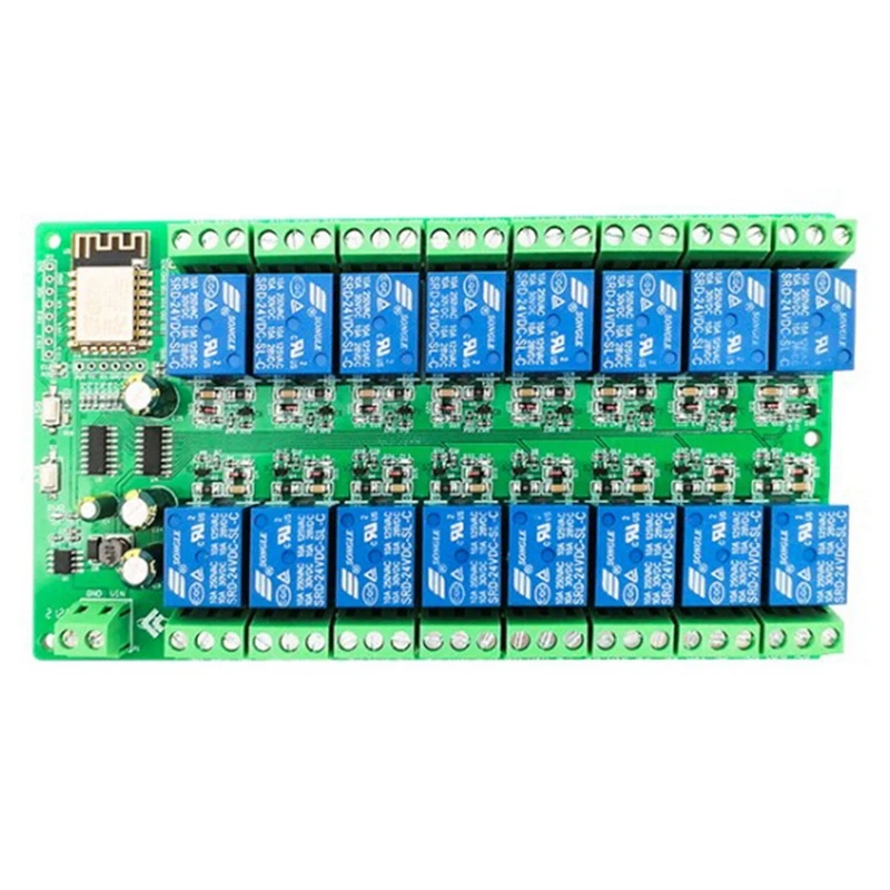 ESP8266 WIFI 16 Channel Relay Module ESP-12F Development Board Power, 16 Way Relay Module, Supply Mode 24V/10A
ESP8266 WIFI 16 Channel Relay Module ESP-12F Development Board Power, 16 Way Relay Module, Supply Mode 24V/10A