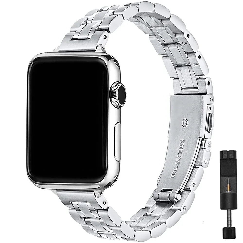 Strap for Apple Watch Band 38mm 40mm 41mm 42mm 44mm 45mm Stainless Steel Wristband Women Men for IWatch Series 7/6/5/4/3/2/1 SE
Strap for Apple Watch Band 38mm 40mm 41mm 42mm 44mm 45mm Stainless Steel Wristband Women Men for IWatch Series 7/6/5/4/3/2/1 SE