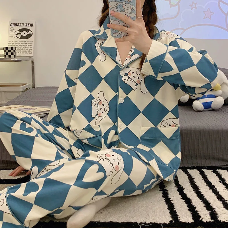 Kawaii Sanrio Kuromi My Melody Cinnamoroll Oversize Cartoon Long-Sleeved Pajamas Women Spring Fall Loose Casual Home Wear Set
Kawaii Sanrio Kuromi My Melody Cinnamoroll Oversize Cartoon Long-Sleeved Pajamas Women Spring Fall Loose Casual Home Wear Set