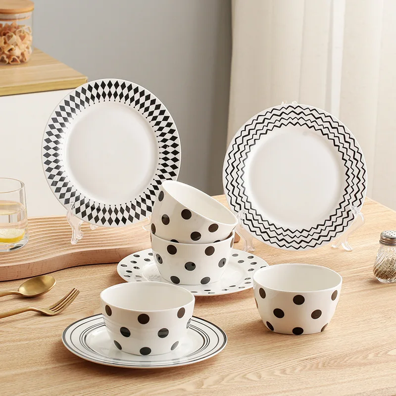 Nordic Style Ceramic Household Bowls Plates Tableware Set Polka Dot Creative Modern Minimalist Kitchen Accessories
Nordic Style Ceramic Household Bowls Plates Tableware Set Polka Dot Creative Modern Minimalist Kitchen Accessories