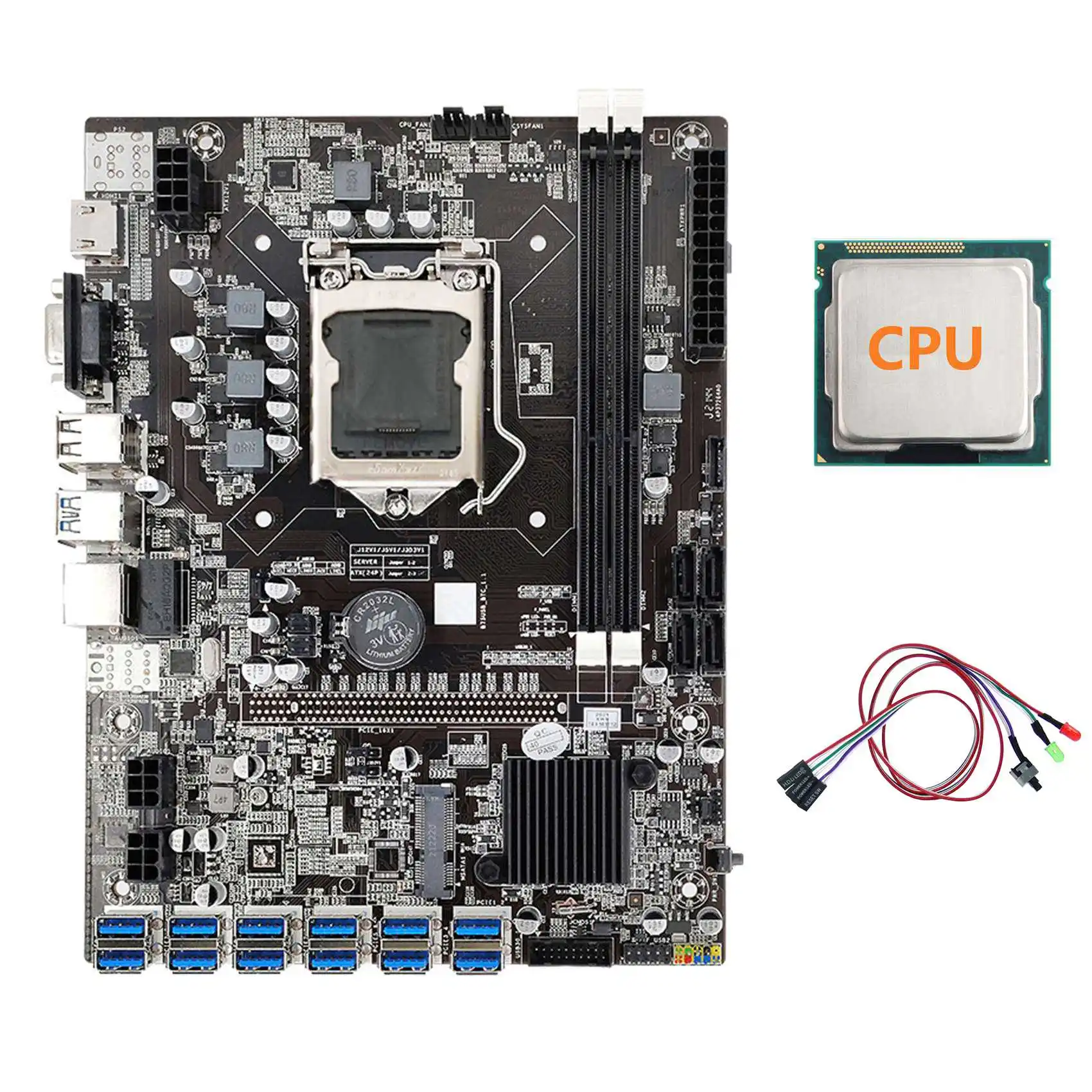 B75 ETH Mining Motherboard 12 PCIE to USB with CPU+Switch Cable with Light LGA1155 MSATA DDR3 B75 USB BTC Motherboard
B75 ETH Mining Motherboard 12 PCIE to USB with CPU+Switch Cable with Light LGA1155 MSATA DDR3 B75 USB BTC Motherboard