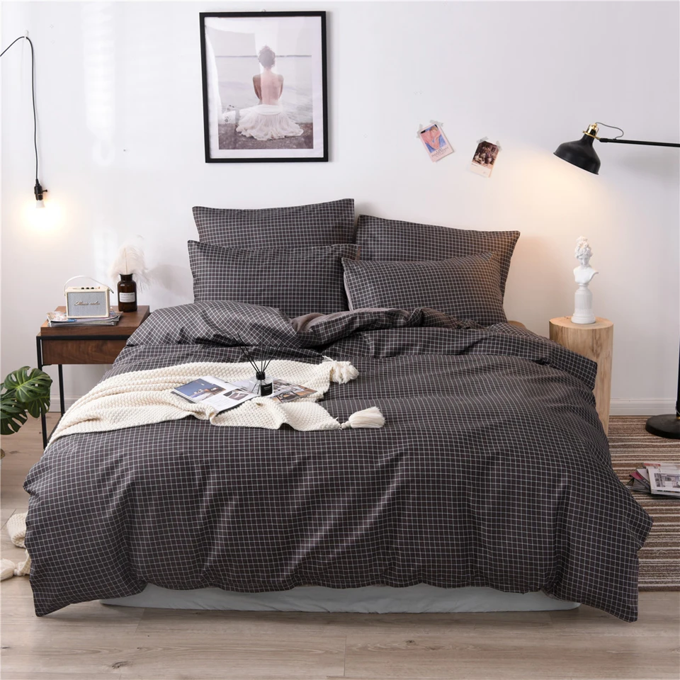 Pure Grid Grey Blue Pink Black Bed Linen Simple Duvet Cover Sets 3Pcs Bedding Set King Queen Single Twin Full Size Quilt Covers
Pure Grid Grey Blue Pink Black Bed Linen Simple Duvet Cover Sets 3Pcs Bedding Set King Queen Single Twin Full Size Quilt Covers