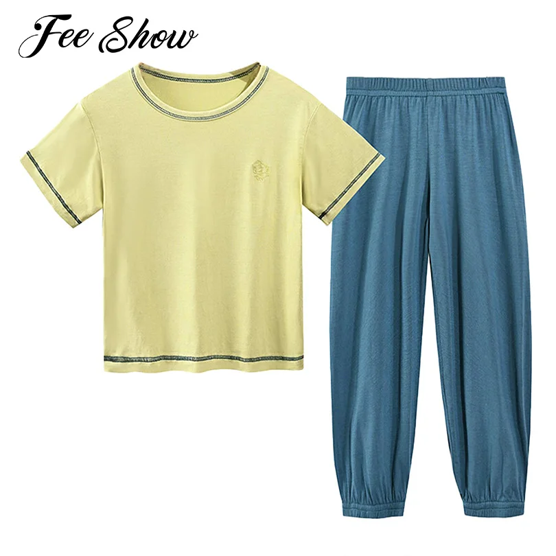 2pcs Kids Girls Boys Casual Outfit Sleepwear Breathable Solid Color Short Sleeve Top Loose Pants Pajama Set Home Wear Sportswear
2pcs Kids Girls Boys Casual Outfit Sleepwear Breathable Solid Color Short Sleeve Top Loose Pants Pajama Set Home Wear Sportswear