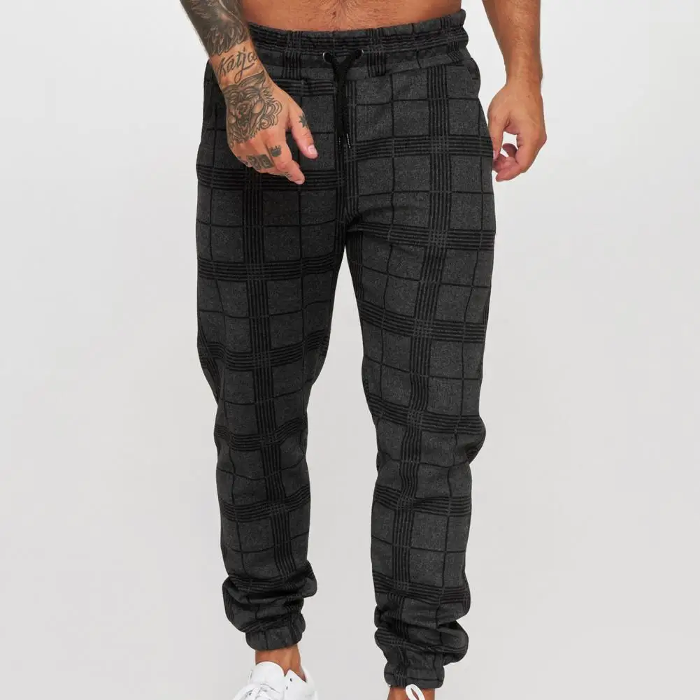 Men Trousers Plaid Print Leisure Soft Mid Waist Ankle-banded Sweatpants for Daily Wear
Men Trousers Plaid Print Leisure Soft Mid Waist Ankle-banded Sweatpants for Daily Wear