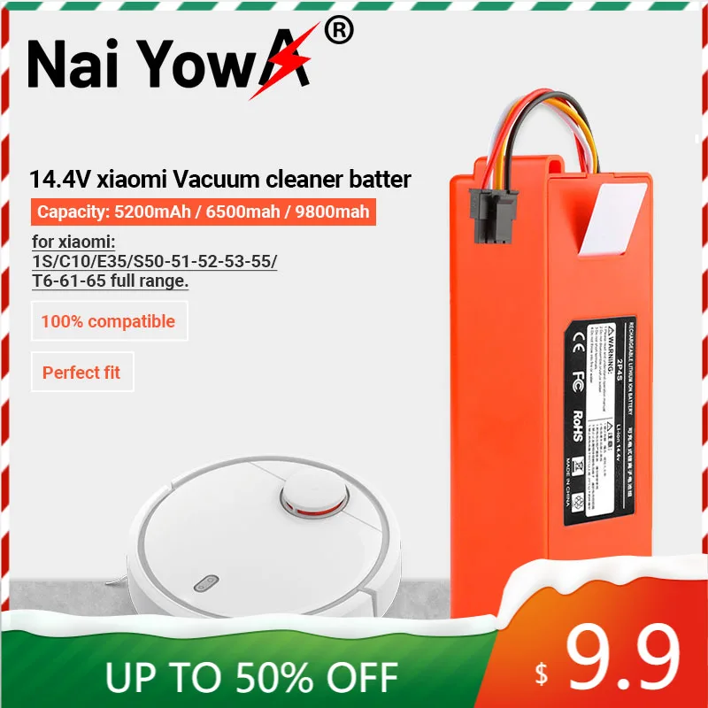 New 9800mAh 14.4V 9.8Ah li-ion Battery Vacuum Cleaner accessories for xiaomijia mi robot Robotics cleaner roborock S50 S51 T4 T6
New 9800mAh 14.4V 9.8Ah li-ion Battery Vacuum Cleaner accessories for xiaomijia mi robot Robotics cleaner roborock S50 S51 T4 T6