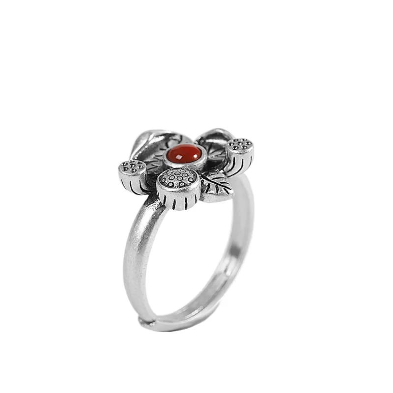 S925 silver jewelry women's matte south red ring
S925 silver jewelry women's matte south red ring