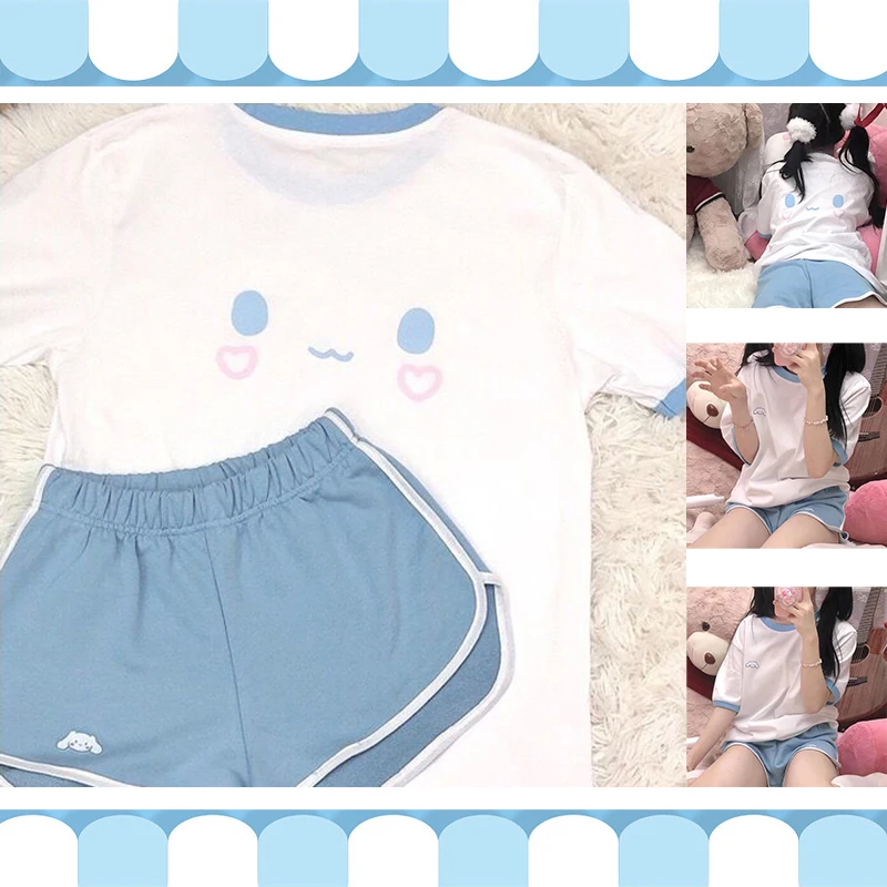 Kawaii Sanrio футболка и шорты для девушек набор Cinnamonll Пижама японский аниме принт спортивный костюм одежда Повседневный Школьный костюм Милая о...
Kawaii Sanrio футболка и шорты для девушек набор Cinnamonll Пижама японский аниме принт спортивный костюм одежда Повседневный Школьный костюм Милая о...