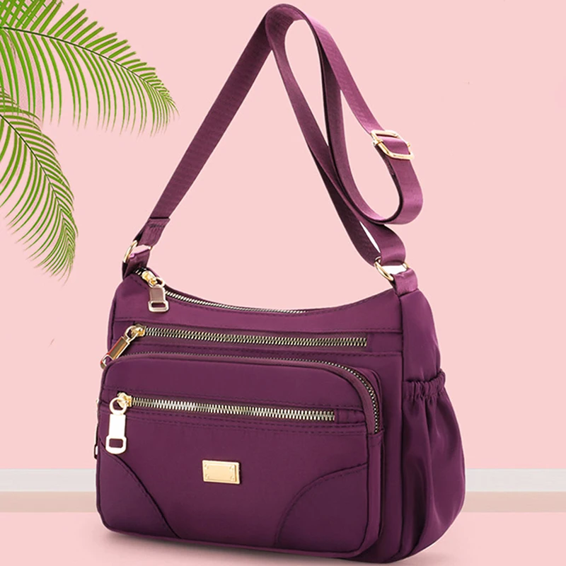 Fashion Women Shoulder Messenger Bag Nylon Lightweight Zipper Package Travel Solid Color Crossbody Bag 
Fashion Women Shoulder Messenger Bag Nylon Lightweight Zipper Package Travel Solid Color Crossbody Bag