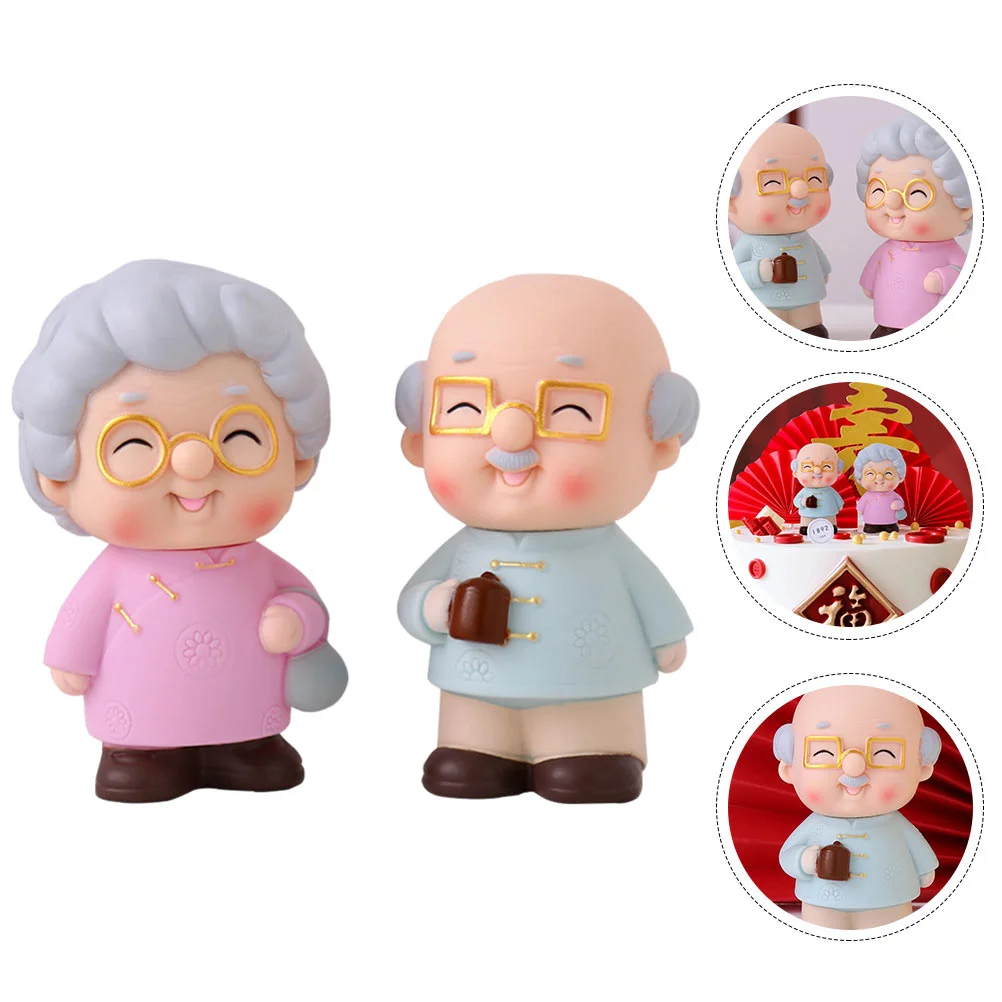 

Couple Cake Figurines Topper Elderly Figurine Anniversary Statue Wedding Grandparents Old Grandma Loving Grandpa Miniature Gifts