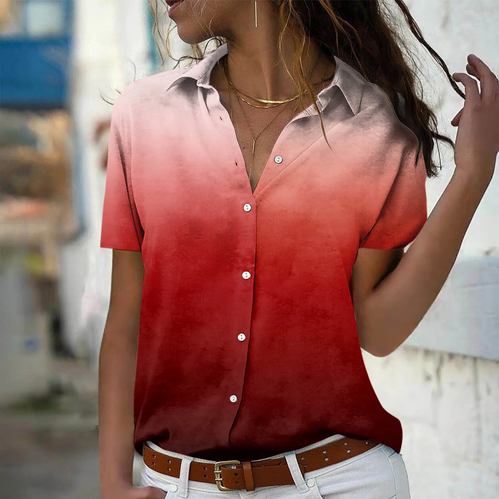 Gradient Blouse Lapel Collar Blouses Female Tops And Blouses Office Lady Streetwear Women's Blouse Blusas Tops And Blouses 2023
Gradient Blouse Lapel Collar Blouses Female Tops And Blouses Office Lady Streetwear Women's Blouse Blusas Tops And Blouses 2023