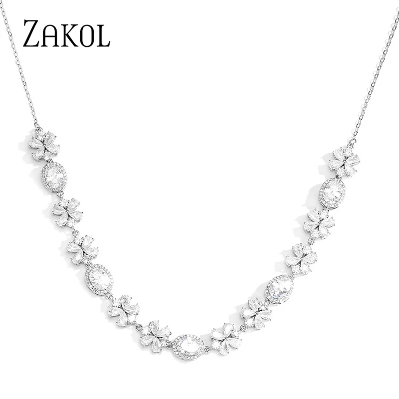 ZAKOL Brand New Exquisite Luxury Oval Cubic Zirconia Flower Choker Necklaces for Elegant Women Wedding Party Dinner Dress Gift
ZAKOL Brand New Exquisite Luxury Oval Cubic Zirconia Flower Choker Necklaces for Elegant Women Wedding Party Dinner Dress Gift