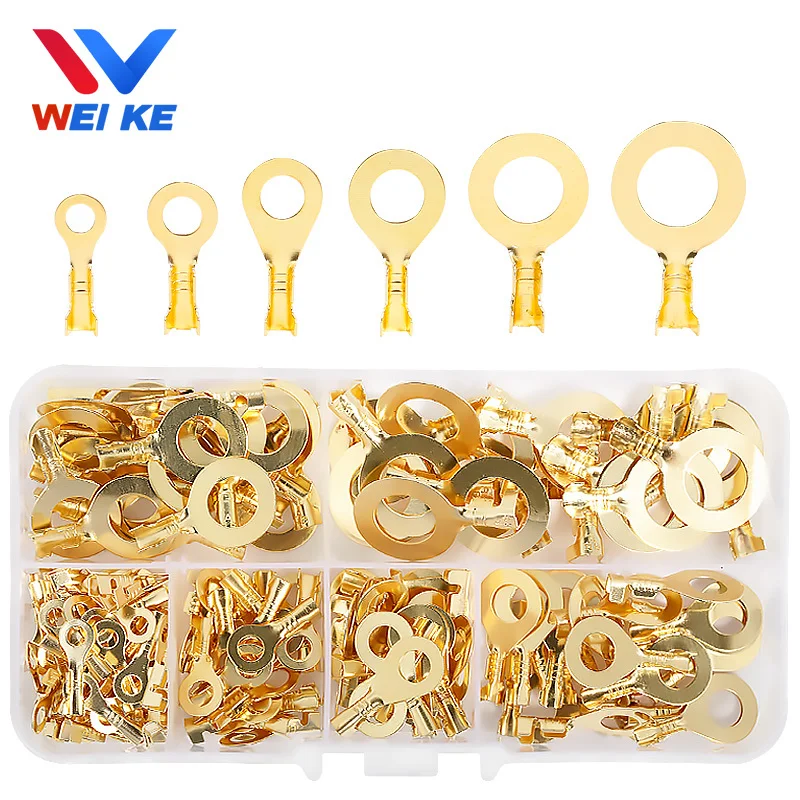 150/650PCS Gold Brass/Silver Cold Pressed Non-insulated Crimp Terminals Ring Electrical Wire Connectors Lugs Crimping Termin Kit
150/650PCS Gold Brass/Silver Cold Pressed Non-insulated Crimp Terminals Ring Electrical Wire Connectors Lugs Crimping Termin Kit