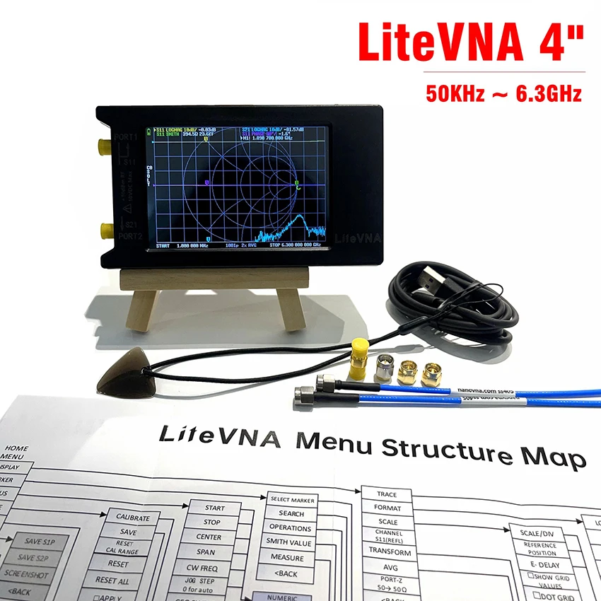 

Новинка, идентификатор яркости 50 кГц ~ 6,3 ГГц, LiteVNA, 3,95 дюйма, Векторный анализатор сети с сенсорным экраном, анализатор HF, VHF, UHF, антенны, обновление NanoVNA