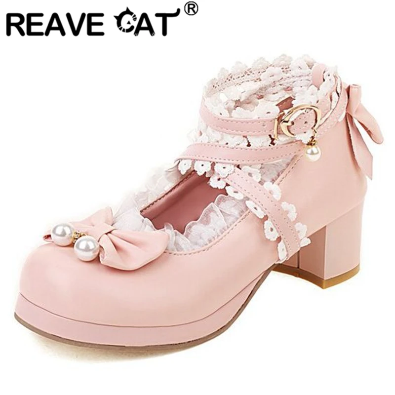 REAVE CAT Women Shoes Platform Pumps Square Toe Chunky Heels Bowtie Crossed Strap Sweet Big Size 30-48 White Black Spring S3271
REAVE CAT Women Shoes Platform Pumps Square Toe Chunky Heels Bowtie Crossed Strap Sweet Big Size 30-48 White Black Spring S3271