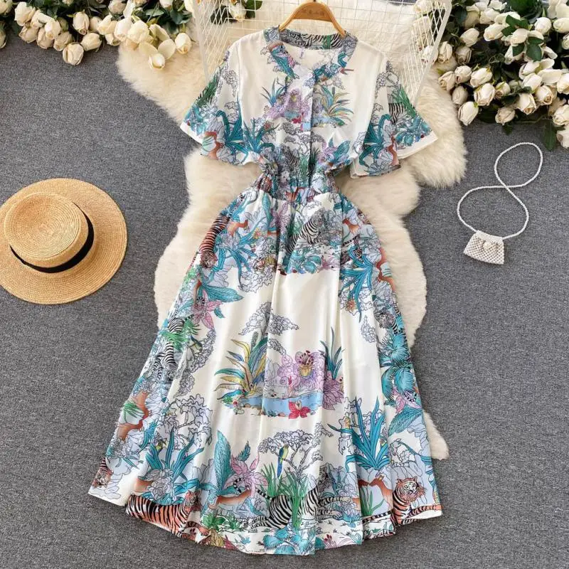 WEIHAOBANG 2022 Summer Women's New Printed Round Neck Short Sleeve High Waist Slim Fitting Dress Casual Long A-line Skirt
WEIHAOBANG 2022 Summer Women's New Printed Round Neck Short Sleeve High Waist Slim Fitting Dress Casual Long A-line Skirt