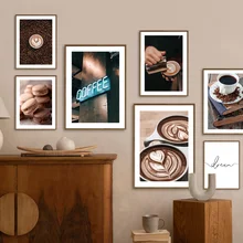 Coffee Beans Cup Baking Dessert Spice Wall Art Canvas Painting Nordic Poster And Prints Wall Pictures For Cafe Living Room Decor