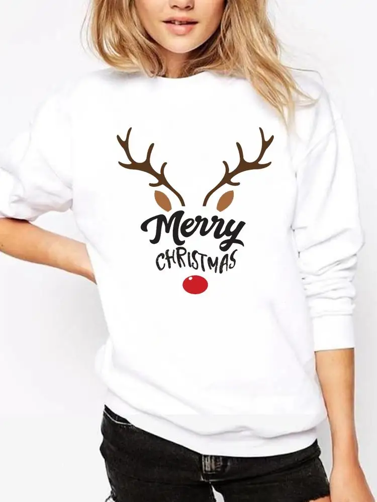 Merry Christmas Deer Face Letter Funny Cute Holiday Fashion Pullovers Print Clothing Casual Female Women Graphic Sweatshirts 
Merry Christmas Deer Face Letter Funny Cute Holiday Fashion Pullovers Print Clothing Casual Female Women Graphic Sweatshirts