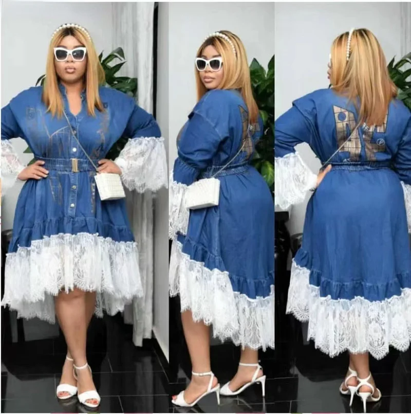 African Long Dresses Denim Lace for Women 2022 Spring Summer Clothes Casual Robe Longue Africaine Femme Vestido Gothic Boho
African Long Dresses Denim Lace for Women 2022 Spring Summer Clothes Casual Robe Longue Africaine Femme Vestido Gothic Boho