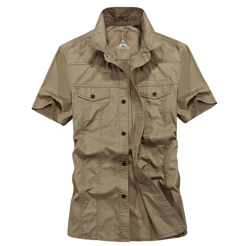 Summer New Tooling Short Sleeve Shirt Military Style Men's Fashion All-match Shirt Male High-end Brand Loose Casual Cargo Shirts
Summer New Tooling Short Sleeve Shirt Military Style Men's Fashion All-match Shirt Male High-end Brand Loose Casual Cargo Shirts