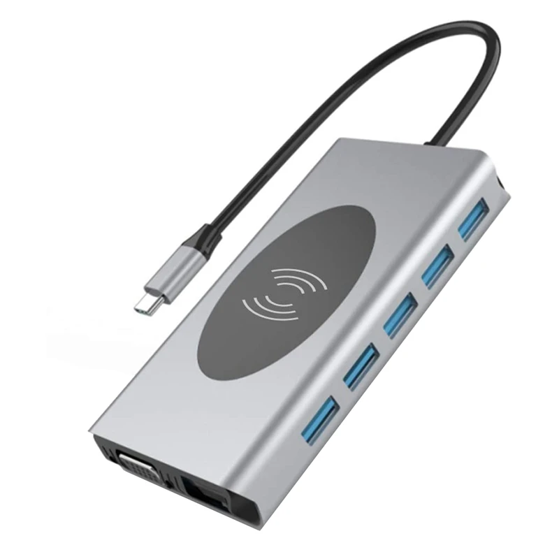14 In 1 USB C Hub Docking Station With Wireless Charger Dual 4K HDMI-Compatible Port 1 VGA Port 5 USB 3.0 Ports
14 In 1 USB C Hub Docking Station With Wireless Charger Dual 4K HDMI-Compatible Port 1 VGA Port 5 USB 3.0 Ports