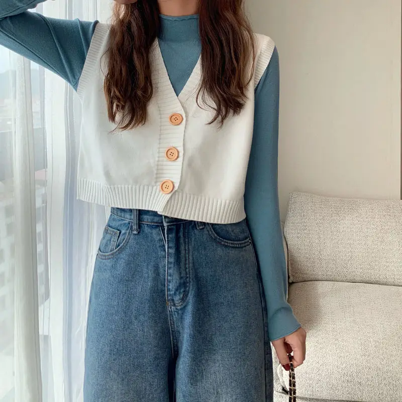 Sweater Vest Women Solid All Match College Loose V-Neck Elegant Sleeveless Single Breasted Lovely Female Ulzzang Popular Basic
Sweater Vest Women Solid All Match College Loose V-Neck Elegant Sleeveless Single Breasted Lovely Female Ulzzang Popular Basic