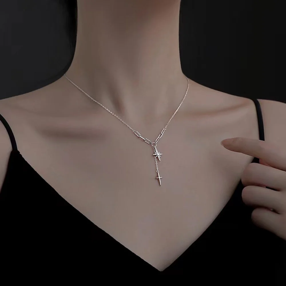 Silver Color Hexagram Necklace for Women Light Luxury Clavicle Chain Fashion Charm Choker for Wedding Gift
Silver Color Hexagram Necklace for Women Light Luxury Clavicle Chain Fashion Charm Choker for Wedding Gift
