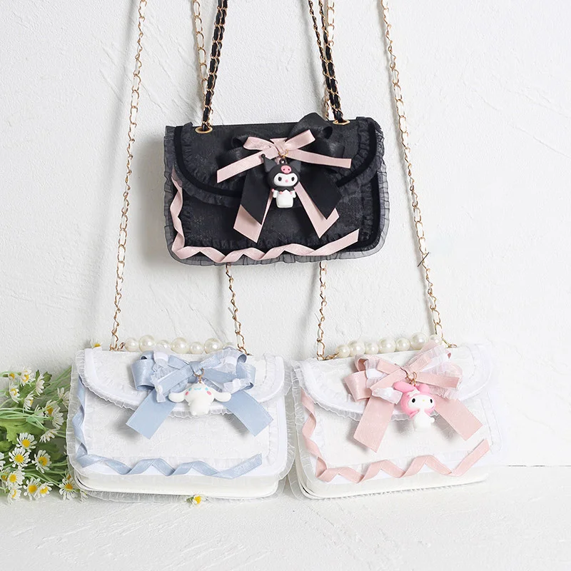 Sanrio Kuromi Little Devil My Melody Cinnamoroll Jk Lolita Lace Handmade Pearl Chain Kawaii Girl Crossbody Pack Valentine's Day
Sanrio Kuromi Little Devil My Melody Cinnamoroll Jk Lolita Lace Handmade Pearl Chain Kawaii Girl Crossbody Pack Valentine's Day