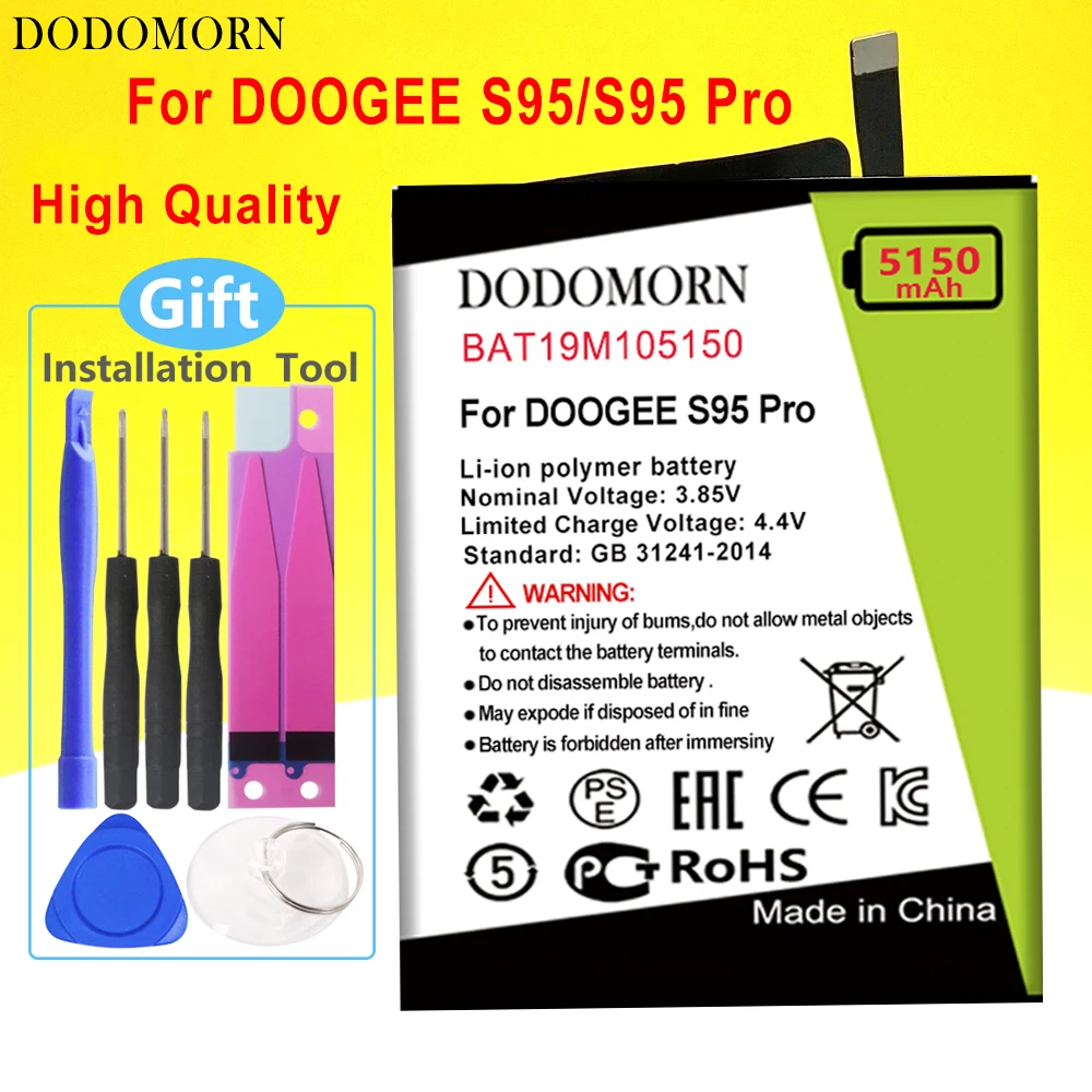 DODOMORN BAT19M105150 Battery For DOOGEE S95/S95 Pro Mobile Phone High Quality +Tracking Number
DODOMORN BAT19M105150 Battery For DOOGEE S95/S95 Pro Mobile Phone High Quality +Tracking Number