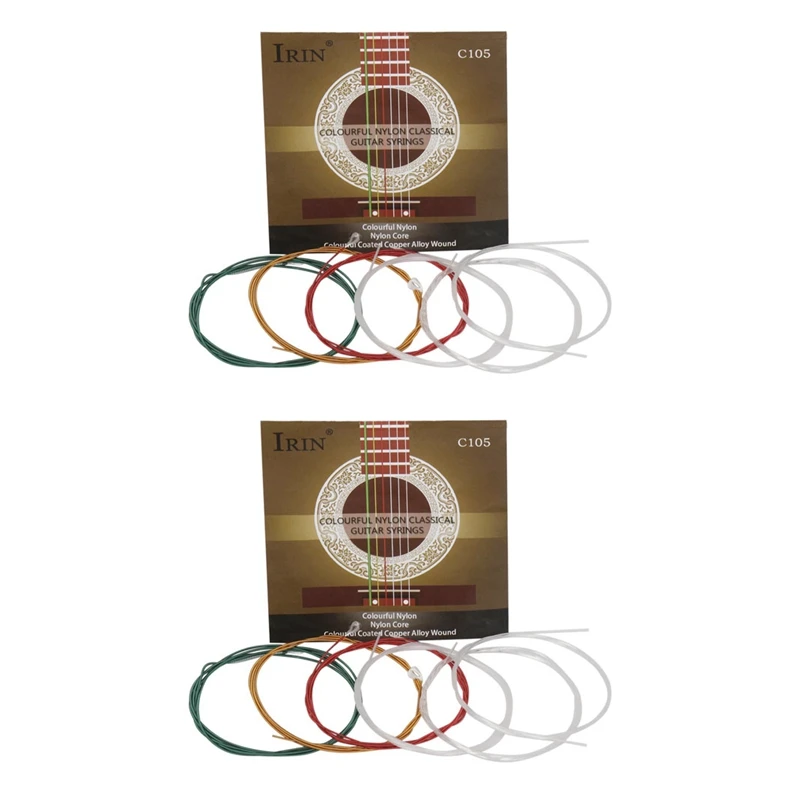 2X IRIN C105 Rainbow Guitar Strings Nylon Core Colorful Coated Copper Alloy Wound For Acoustic Classical Guitar
2X IRIN C105 Rainbow Guitar Strings Nylon Core Colorful Coated Copper Alloy Wound For Acoustic Classical Guitar