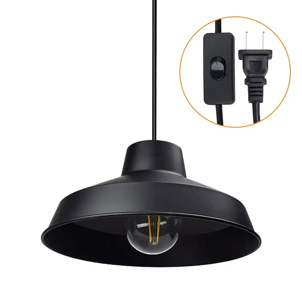 Metal Pendant Light with Plug in 14.63ft Cord for Kitchen Foyer Bedroom Dining Room Restaurant Warehouse, E26 Base Black
Metal Pendant Light with Plug in 14.63ft Cord for Kitchen Foyer Bedroom Dining Room Restaurant Warehouse, E26 Base Black