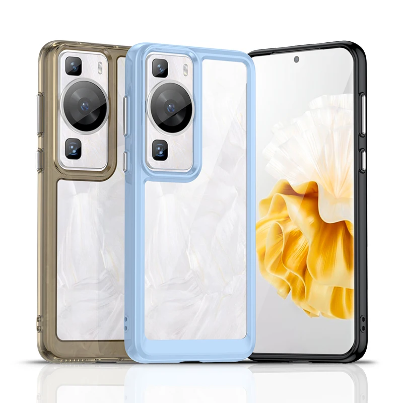 

For Huawei P60 Clear Case Huawei P60 Cover Coque Fundas Hard Translucent Soft Frame Shockproof Phone Bumper For Huawei P60
