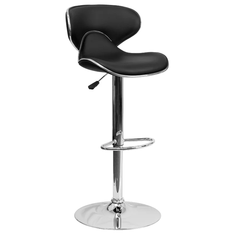 Devin Contemporary Cozy Mid-Back Black Vinyl Adjustable Height Barstool with Chrome Base
Devin Contemporary Cozy Mid-Back Black Vinyl Adjustable Height Barstool with Chrome Base