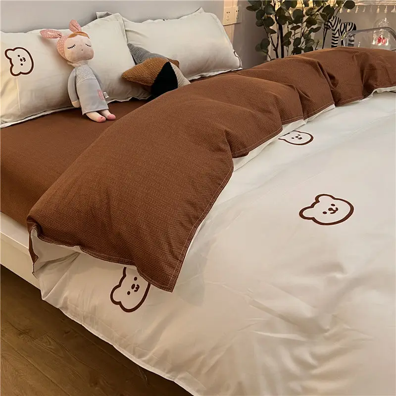 Cartoon Bear Girl Heart Bedding Set Four-piece Set of Washed Cotton Student queen king size 1.8 1.5 Quilt Cover Sheet
Cartoon Bear Girl Heart Bedding Set Four-piece Set of Washed Cotton Student queen king size 1.8 1.5 Quilt Cover Sheet