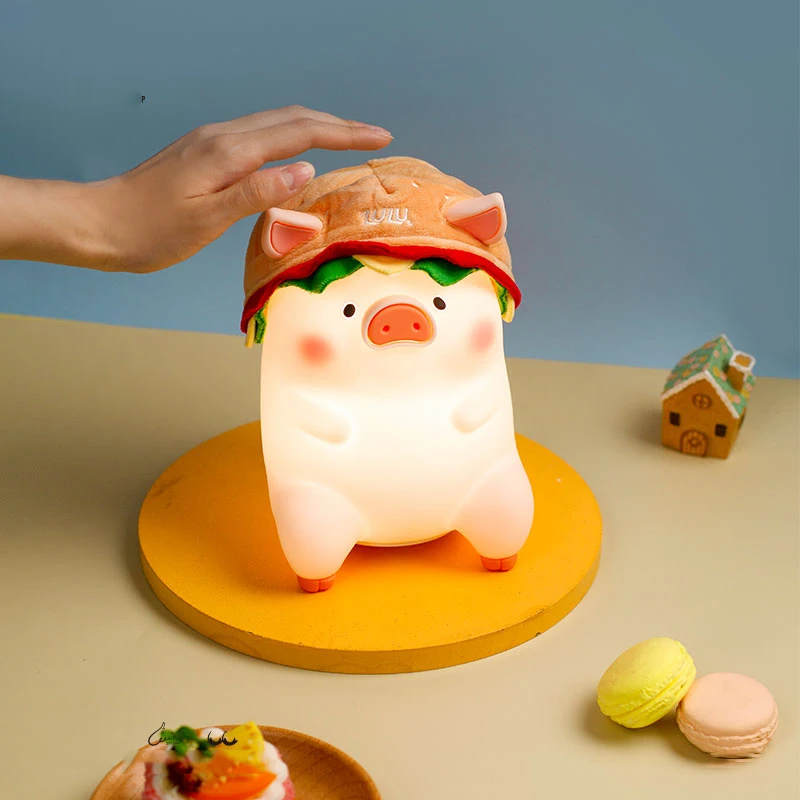 Lulu Pig Clap Lights Burger Pig Night Light Pig Beside Lamp Silica Gel Usb Led Light Tap To Light Up Kawaii Birthday Girl Gift 
Lulu Pig Clap Lights Burger Pig Night Light Pig Beside Lamp Silica Gel Usb Led Light Tap To Light Up Kawaii Birthday Girl Gift