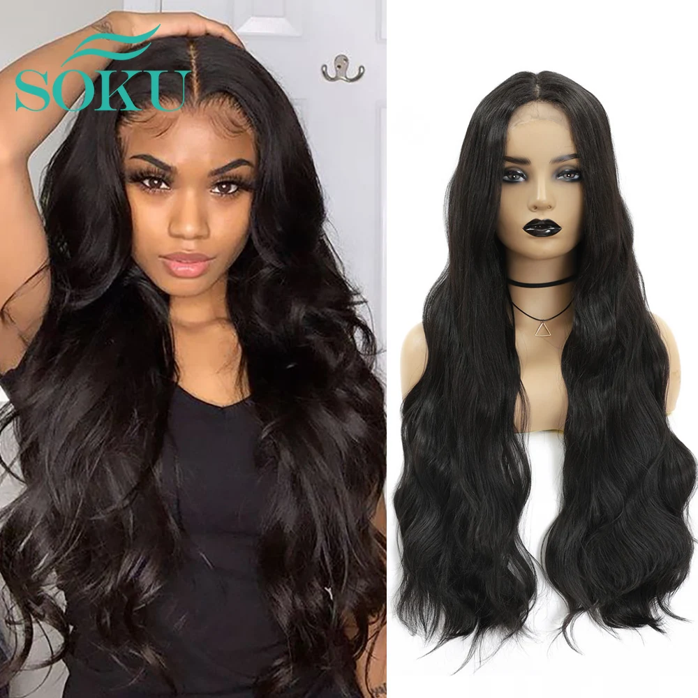 Synthetic Lace Front Wig Middle Part Wig With Baby Hair SOKU Dark Brown Color Heat Resistant Hair Long Body Wave For Black Women
Synthetic Lace Front Wig Middle Part Wig With Baby Hair SOKU Dark Brown Color Heat Resistant Hair Long Body Wave For Black Women