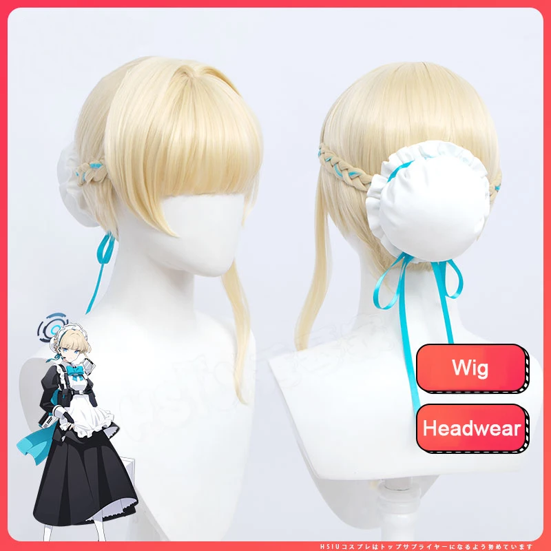 

Game Anime Blue Archive Asuma Toki Cosplay Wig Luminous Earphone Prop Headwear Halo Carnival Halloween Party Roleplay Blond Hair