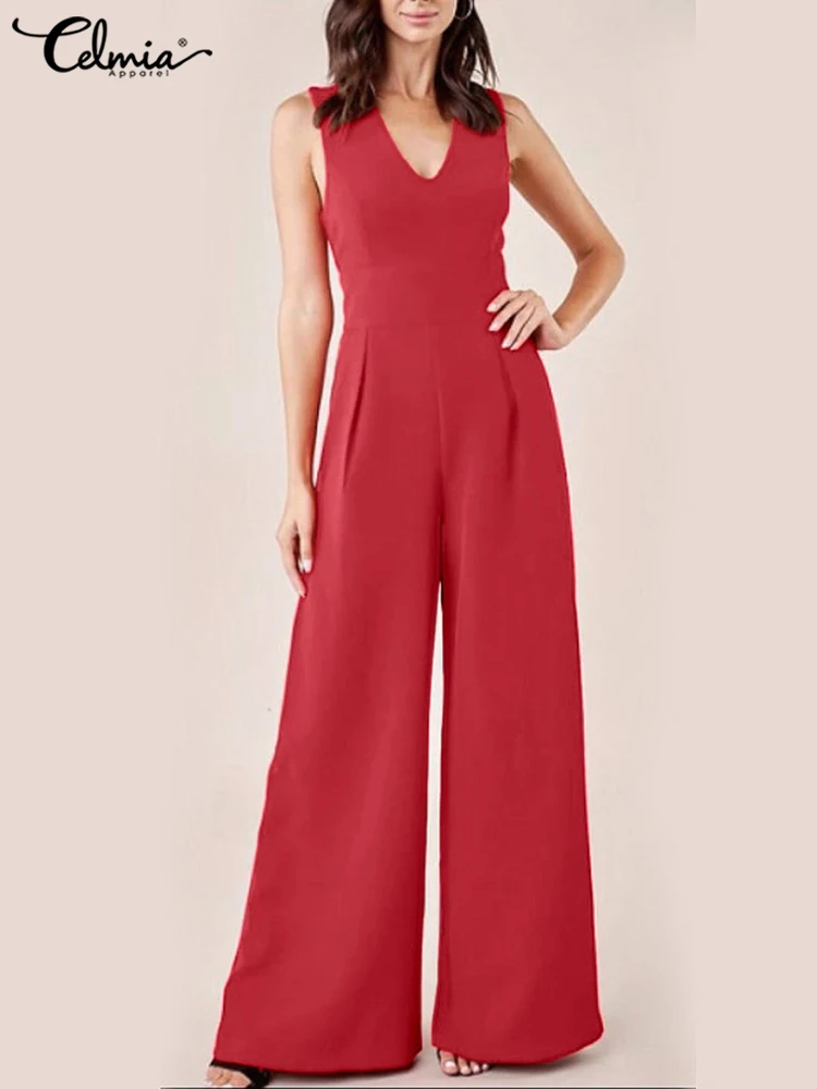Celmia Casual Sleeveless Jumpsuits Women Fashion V-neck Streetwear Long Rompers 2022 Summer Waisted Wide Leg Pant Overalls
Celmia Casual Sleeveless Jumpsuits Women Fashion V-neck Streetwear Long Rompers 2022 Summer Waisted Wide Leg Pant Overalls