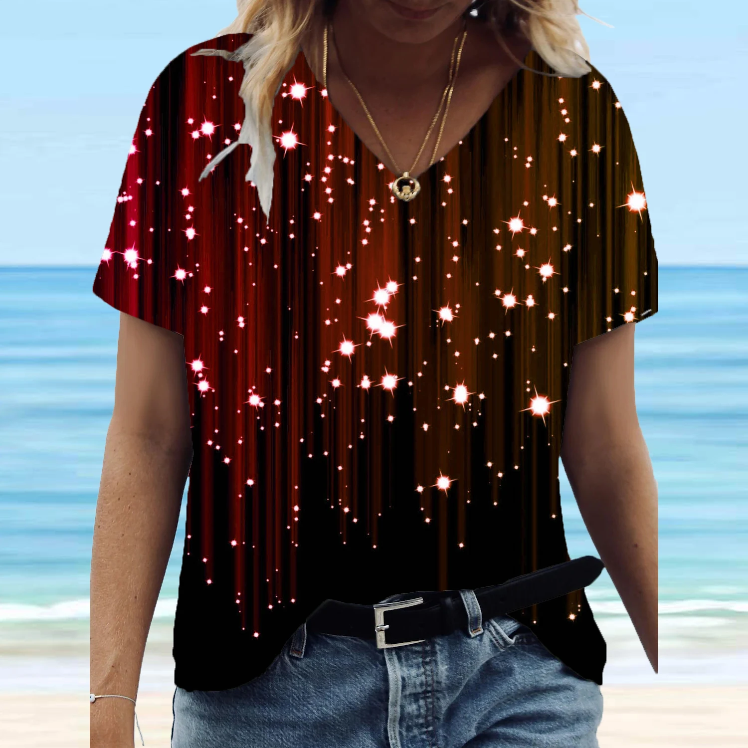 2022 New Summer Tie Dye Starry Sky 3D Print T Shirt Women's Casual Harajuku Short Sleeve V-neck T-shirts Plus Size Y2k Clothes
2022 New Summer Tie Dye Starry Sky 3D Print T Shirt Women's Casual Harajuku Short Sleeve V-neck T-shirts Plus Size Y2k Clothes