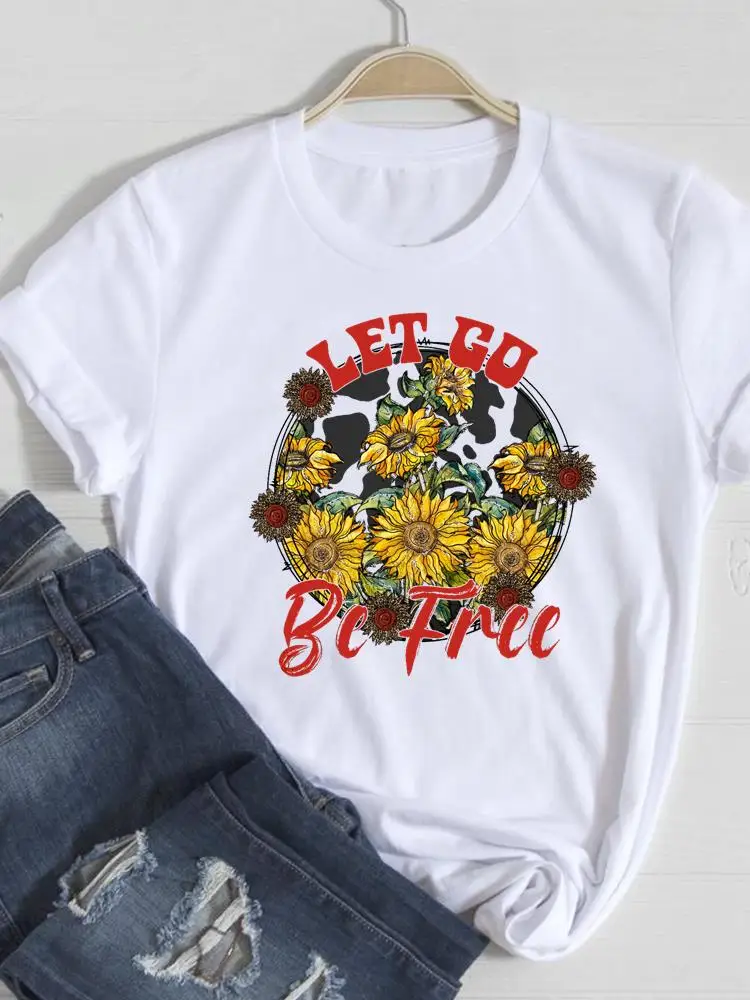 Женская футболка с цветочным принтом, летняя повседневная футболка с принтом 
Женская футболка с цветочным принтом, летняя повседневная футболка с принтом