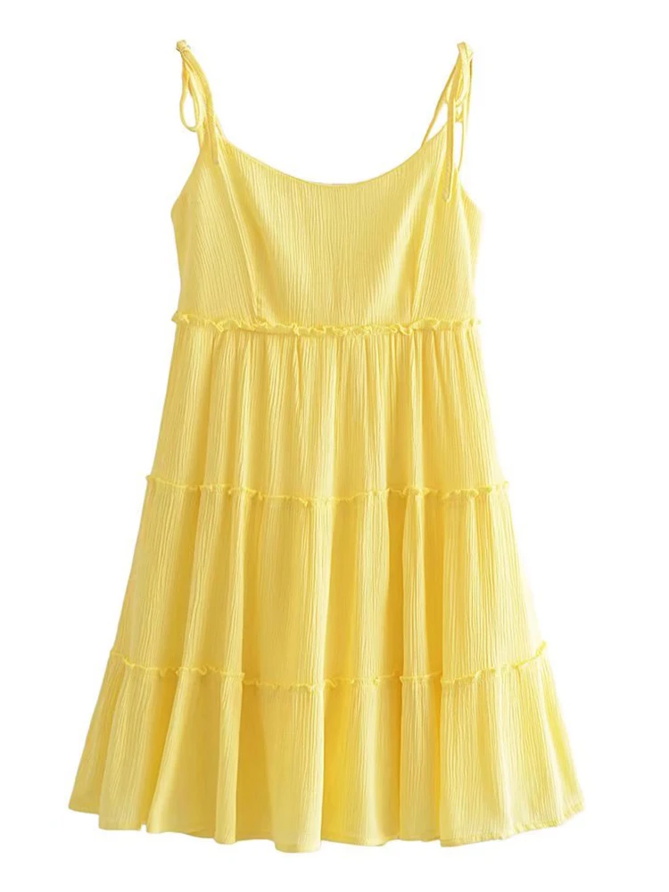 YENKYE 2022 Women Yellow Sling Dress Sexy Sleeveless A-line Short Casual Beach Dress Female Summer Vestido
YENKYE 2022 Women Yellow Sling Dress Sexy Sleeveless A-line Short Casual Beach Dress Female Summer Vestido