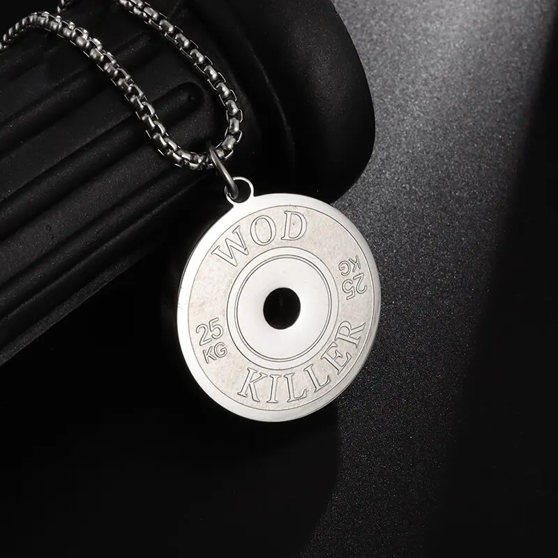 High Quality Stainless Steel 10-25-50Kg Barbell Plate Pendant Fitness Equipment Dumbbell Plate Necklace Men Gym Charm Jewelry
High Quality Stainless Steel 10-25-50Kg Barbell Plate Pendant Fitness Equipment Dumbbell Plate Necklace Men Gym Charm Jewelry