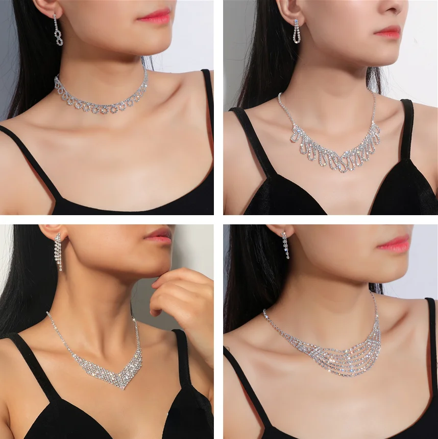 2022New Ladies Jewelry Set Earrings Necklace 2 Piece Set Simple Versatile Bridal Wedding Dress Rhinestone Necklace
2022New Ladies Jewelry Set Earrings Necklace 2 Piece Set Simple Versatile Bridal Wedding Dress Rhinestone Necklace