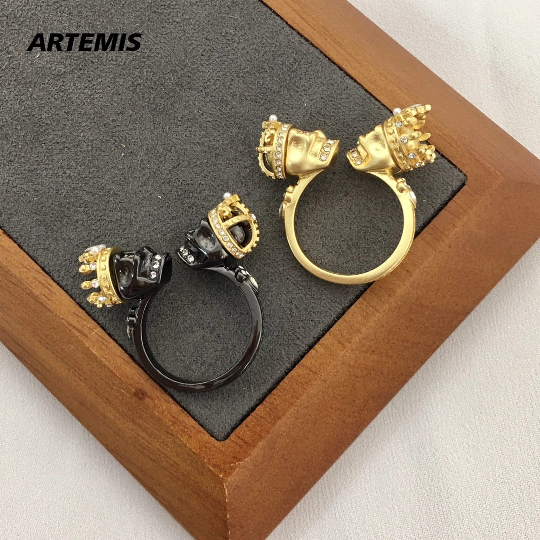 Europe Jewelry Designer Gold Black Crystal Skull Open Ring Women Boho Goth Trend
Europe Jewelry Designer Gold Black Crystal Skull Open Ring Women Boho Goth Trend