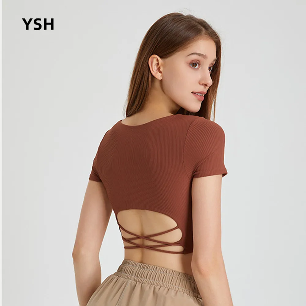 YUSHUHUA New Yoga Tops Back Cross Hem Fitness Shirts Women Breathable Running Training Sport T-shirt Quick Dry Gym Tops Padded
YUSHUHUA New Yoga Tops Back Cross Hem Fitness Shirts Women Breathable Running Training Sport T-shirt Quick Dry Gym Tops Padded